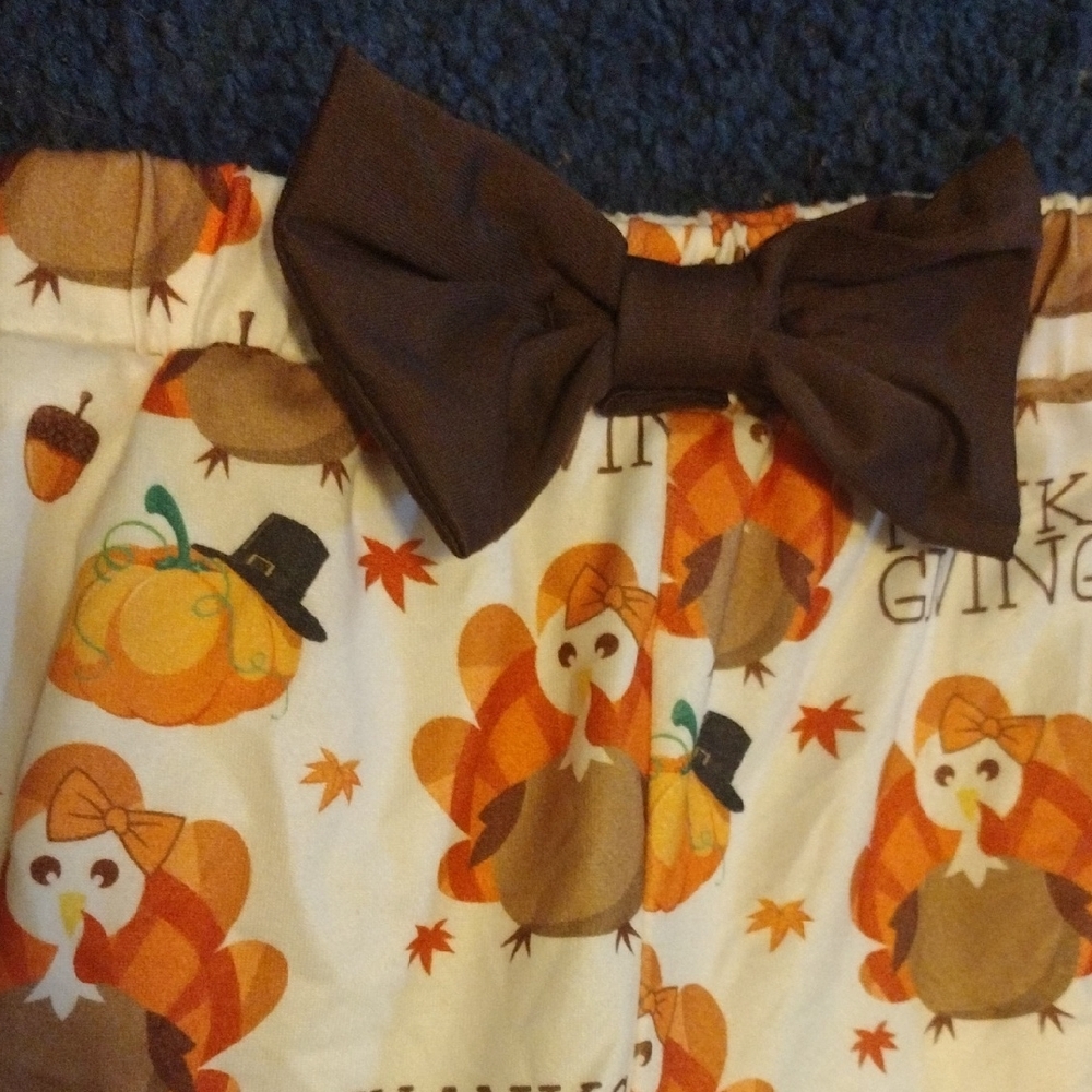Thanksgiving Baby Outfit with Brown Top and Printed Pants - Picture 6 of 12